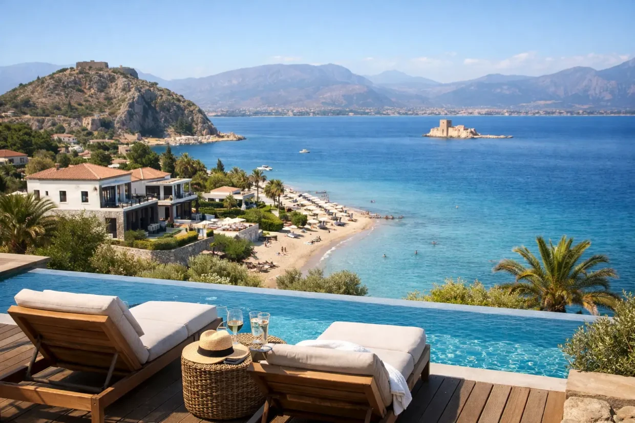 Where to Stay Near Nafplio Beaches in Style
